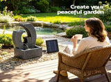 Gardeon Solar Fountain 5 Levels Cascading Water Feature Resin 50cm Black FOUNT-MUSHROOM-3LVL-BK
