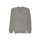 100% Shetland Ragg Wool V Neck Knit Jumper Pullover Mens Sweater Knitted - Grey - XXL V563-SW-VN-GRY21-XXL