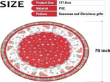 Round Christmas Tablecloth with Snowflake and Snowman Print, Waterproof and Stain Resistant, 180 cm V1237-MS-912-007