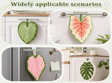 4Pcs Leaf Shaped Hand Towels Long Lasting Durability Water Absorption and Quick Drying Performance V1366-AZ2-W-15069