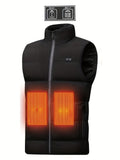 Men'S Heated Vest Electric Heating Gilet Winter Vest Smart Temperature Control - Black - Size L V1106-920-150462-BLK-L