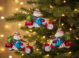 Christabelle 6 Glass Christmas Baubles Motorcycling Santa Novelty 11cm Xmas Tree Decorations Ha 112_YAN320