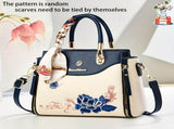 Embroidered Leather Handbag High-Quality Handbag Stylish Handbag Leather Bag - Green - Size L V1347-127-52951-GRN-L