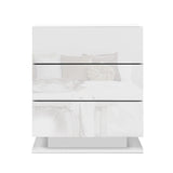 Artiss Bedside Table LED 3 Drawers - MORI White FURNI-O-LED-BS-02-WH