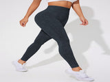 2 PCS Women's High Waisted Seamless Yogaeggings Washed Black andight Grey Activewear Tights Size V888-ELOSUNG44898