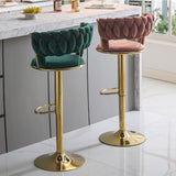SERENIT Red Bean Brown Velvet Seat Kitchen Breakfast Bar Stools Counter Height Barstools with Back V255-GP1763-REDBROWN