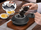 1.2L Cast Iron Teapot and Warmer Set Tea Kettle Iron Bottle With Stainless Steel Mesh Infuser and V985-TEAPOTSET