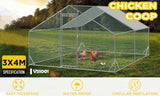 VaKa 3x4x1.95m Metal Walk-in Chicken Coop Rabbit Hutch Cage Hen House Chook Au V465-V51001