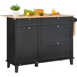 VEVOR Kitchen Island Cart Storage Cabinet Serving with Drawer & Trash Cabinet V952-QFBGDKCFDHS4I07P2V0