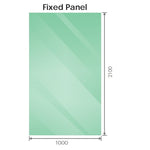 100x210cm Single Shower Glass Screen with White Wall Channel & Round Pole V63-928831