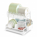 CARLA HOME Dish Drying Rack 2-Tier Kitchen Drainer with Drainboard V178-36256