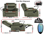 Artiss Recliner Chair Heated Massage Chair with Phone Holder Velvet RECLINER-A18-VEL-GN