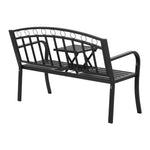 Gardeon Outdoor Garden Bench Seat Loveseat Steel Foldable Table Patio Furniture Black GB-STEEL-TABLE-C-BK