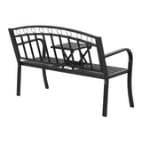 Gardeon Outdoor Garden Bench Seat Loveseat Steel Foldable Table Patio Furniture Black GB-STEEL-TABLE-C-BK