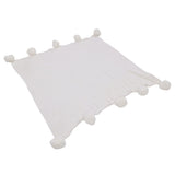 Throw Blanket White 90x90cm Cotton Knitted Pom Pom Throw Blanket for Sofa Bed Car Camping V1294-YM0901-180712ZQ06-3
