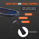 8 Player Foldable Poker Table, Blackjack Texas Holdem Poker Table with Padded Rails and Stainless V952-DZDTZDPKPZ8P95XDIV0