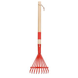 3-Section Adjustable Leaf Rake with Wood & Plastic Handle, Lightweight Small Garden Tool for Yard V1370-AZ4-17149