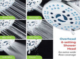 AquaCare As-Seen-On-TV High Pressure 48-setting Rain & Handheld 3-way Shower Head Combo - Anti-clog V1258-DP02-WO-685