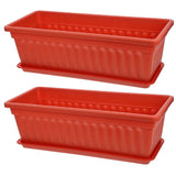 Gardening Pots Dark Red Plastic for Indoor and Outdoor Use 2Pcs V1192-AZ-W-31499