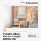 Dressing Table LED Makeup Mirror Stool Set Vanity Desk With Drawer Lighted V63-952301