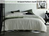 Accessorize Sanford Green Striped Pattern Quilt Cover Set Double V442-HIN-QUILTCS-SANFORD-GREEN-DS