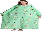 Oversized Hoodie Blanket - Super Soft & Warm - Layered Flannel with Sleeves - Beautiful Print V1189-HB003WSRD00005