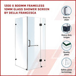 1200 x 800mm Frameless 10mm Glass Shower Screen By Della Francesca V63-830921