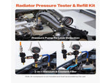 Coolant Pressure Tester Kit, 47Pcs Radiator Vacuum Refill Kit with 3 Metal Adapters, Universal Fit, V952-SRQYLCSHLQYTWMIWW001V0