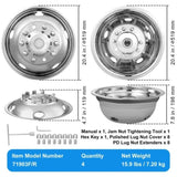 50cm 8 Lug Wheel Simulators, 304 Stainless Steel Wheel Simulator Kit with Mirror Polished Finish, 2 V952-CLMNQ195YC4P6TQSZV0