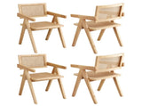 Artiss 4x Dining Chairs Wooden Rattan Seat Rubber Wood Frame DINC-L-RAT-WDX4