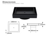 WaterMark Matt Black 100x100mm Square Tile Insert Shower Grate Floor Drain 50mm Waste V1233-SQTI0100D50P