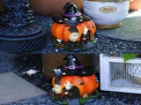 Halloween Witch Pumpkin House Figurine Luminous Resin Pumpkin Statue Crafts Desktop Ornament V1294-YM0717-10351786