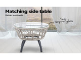 Gardeon 3PC Bistro Set Outdoor Furniture Rattan Table Chairs Patio Garden Cushion Grey ODF-BISTRO-ROUND-GE