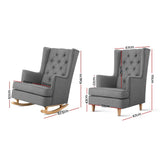 Artiss Rocking Chair Armchair Linen Fabric Grey Gaia UPHO-C-AVAN-KD-GY-AB