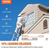 Telescoping Ladder Aluminum Extension Step 12.5 ft Multi-purpose Portable V952-SSLTN125170KGIL80V0