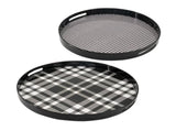 Set 2 Plaid Motif Round Trays 48cm V637-20957