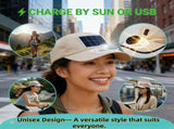 Solar Rechargeable Peak Cap with Fan, USB & Solar Powered, 3-Speed, Summer Sun Hat for Men Women V1366-AZ2-W-10785
