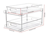 2 Pack Double Tier Clear Plastic Drawer Organizer Under Sink Sliding Drawers with Tray V1294-YM0901-H49003-2