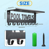 Pool Racks with Shelf Outdoor Pool Decor Wall Mount Hooks Holder with 8 Hooks V1369-AZ3-W-08290