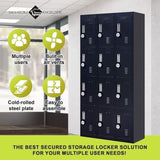 12-Door Locker for Office Gym Shed School Home Storage - 4-Digit Combination Lock V63-839121