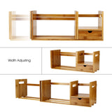 Bamboo Adjustable Bookshelf Book Storage Organizer with Single Drawer for Bedroom Office V1294-YM0901-JY02609
