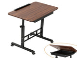 Artiss Adjustable Laptop Desk Mobile Bedside Table Hidden Storage Walnut LA-DESK-C-STO-DW