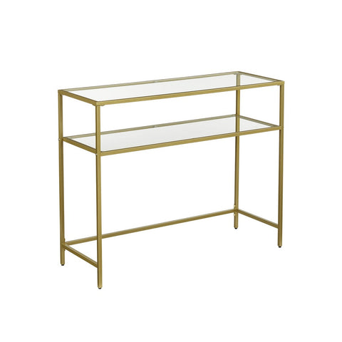 VASAGLE Console Table with Tempered Glass Gold Colour V227-9101101023060