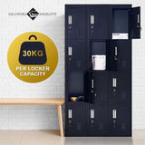 12-Door Locker for Office Gym Shed School Home Storage - Standard Lock with Keys V63-839091