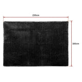 230x160cm Floor Rugs Large Shaggy Rug Area Carpet Bedroom Living Room Mat - Black V63-832181