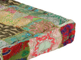 Patchwork Pouffe Square Cotton Handmade 50x50x12 Cm Green 43_246576