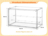 4PCS Action Figures Display Boxes, 3 Tiers Clear PET Display Cases with 2 Movable Plates, Display V1192-AZ-W-18482