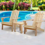 Gardeon 3PC Adirondack Outdoor Table and Chairs Wooden Beach Chair Natural FF-BEACH-UF-CH-NW-3PC