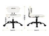 Artiss Armless Office Chair with Wheels, Ergonomic PU Leather Office Desk Chair, Height Adjustable OCHAIR-M-1142-PU-WH