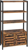 Floor-Standing Storage Cabinet and Cupboard with 2 Louvred Doors and 3 Shelves, Rustic Brown V178-11369